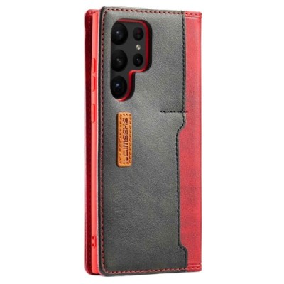 Samsung Galaxy S23 Ultra (SM-S918) „Lc.Imeeke“ sarkans ādas atvērams maciņš | Vacins.lv