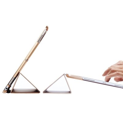 Apple iPad Pro 10.5" (iPad Air 2019) atverčiamas auksinis slim case odinis dėklas - knygutė | Priedai.lt