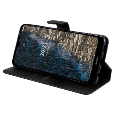 Nokia C10, C20 melns klasisks atvērams maciņš, maks | Vacins.lv