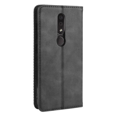 Nokia 4.2 Vintage juodas odinis atverčiamas dėklas - knygutė su magnetu | Priedai.lt