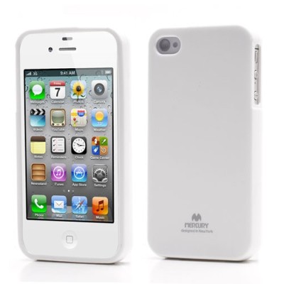 Mercury TPU kieto silikono baltas Apple iPhone 4S dėklas - nugarėlė / Priedai.lt