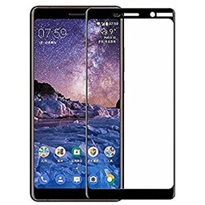 Nokia 7 Plus Calans Tempered Glass melns ekrāna aizsargstikls | Vacins.lv