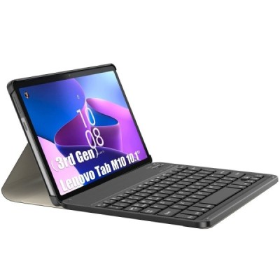 Lenovo Tab M10 10.1" Gen 3 (TB-328XU, TB-328FU) ādas atvēramais melns futrālis ar bluetooth tastatūra | Vacins.lv