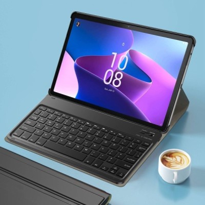 Lenovo Tab M10 10.1" Gen 3 (TB-328XU, TB-328FU) ādas atvēramais melns futrālis ar bluetooth tastatūra | Vacins.lv