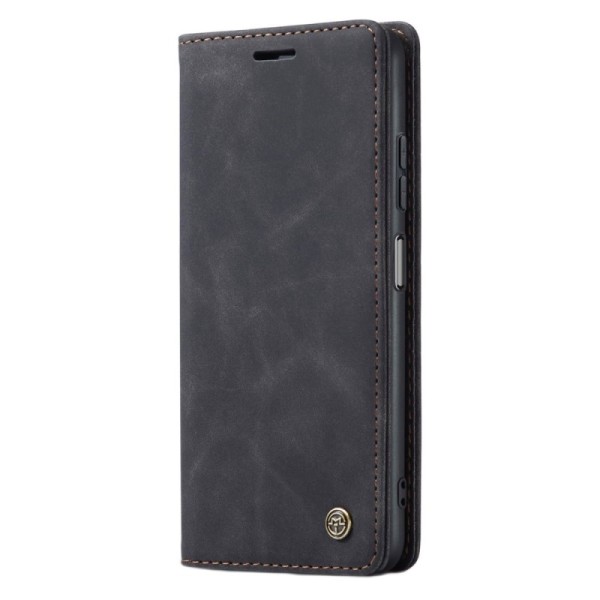 „CaseMe“ Retro solīds atvēramais ādas maciņš - melns (Redmi Note 12 Pro / Poco X5 Pro)