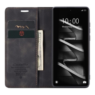 Xiaomi Redmi Note 12 Pro (Poco X5 Pro) CaseMe Retro solīds atvēramais ādas melns maciņš - maks | Vacins.lv