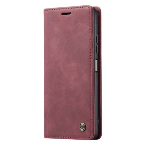 „CaseMe“ Retro solīds atvēramais ādas maciņš - bordo (Redmi Note 12 Pro / Poco X5 Pro)