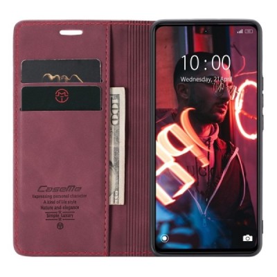 Xiaomi Redmi Note 12 Pro (Poco X5 Pro) CaseMe Retro solīds atvēramais ādas bordo maciņš - maks | Vacins.lv