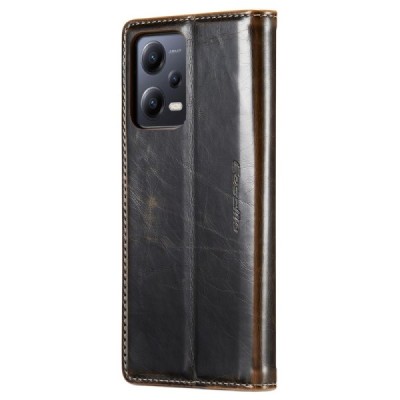 Xiaomi Redmi Note 12 Pro (Poco X5 Pro) „CaseMe“ Leather solīds atvēramais ādas brūns maciņš - maks | Vacins.lv
