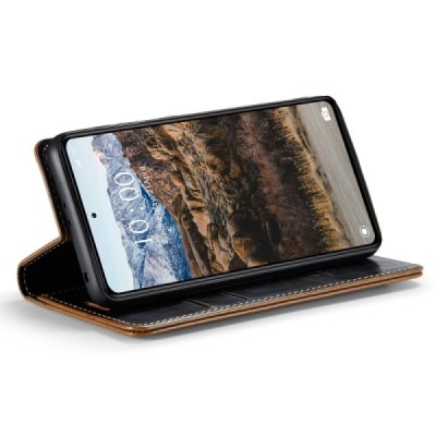 Xiaomi Redmi Note 12 Pro (Poco X5 Pro) „CaseMe“ Leather solīds atvēramais ādas brūns maciņš - maks | Vacins.lv