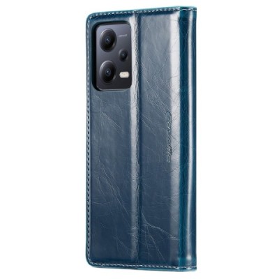 Xiaomi Redmi Note 12 Pro (Poco X5 Pro) „CaseMe“ Leather solīds atvēramais ādas zils maciņš - maks | Vacins.lv