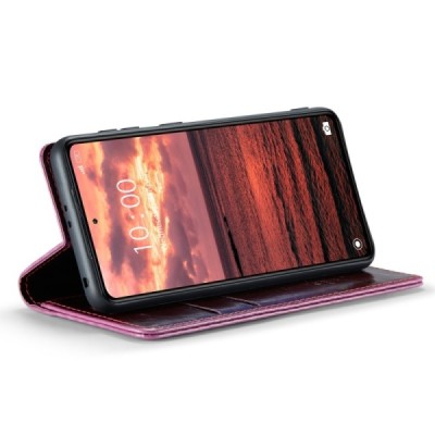 Xiaomi Redmi Note 12 Pro (Poco X5 Pro) „CaseMe“ Leather solīds atvēramais ādas bordo maciņš - maks | Vacins.lv