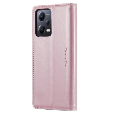 Xiaomi Redmi Note 12 Pro (Poco X5 Pro) „CaseMe“ Leather solīds atvēramais ādas rozs maciņš - maks | Vacins.lv