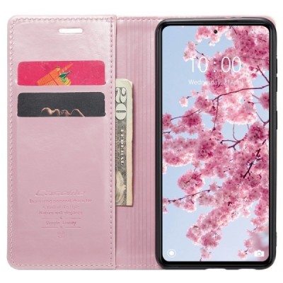 Xiaomi Redmi Note 12 Pro (Poco X5 Pro) „CaseMe“ Leather solīds atvēramais ādas rozs maciņš - maks | Vacins.lv