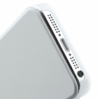 Atvēramais „S-View“ stila balts Apple iPhone 5, Apple iPhone 5S futrālis (maciņš) / Vacins.lv