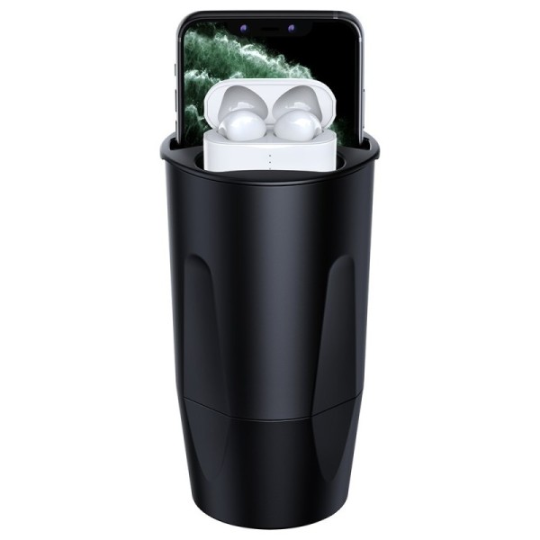 „Fast“ Wireless Charging 4 in 1 automobilinis telefono kroviklis / laikiklis - juodas (15W)