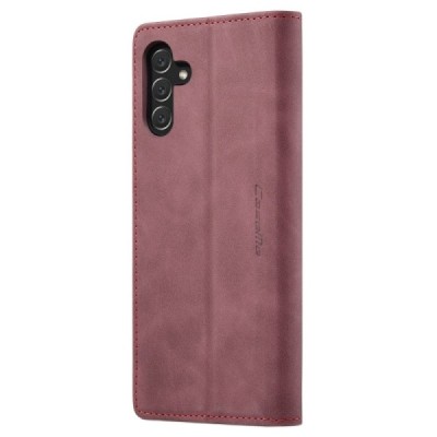 Samsung Galaxy A34 5G (SM-A346E) CaseMe Retro solīds atvēramais ādas bordo maciņš - maks | Vacins.lv