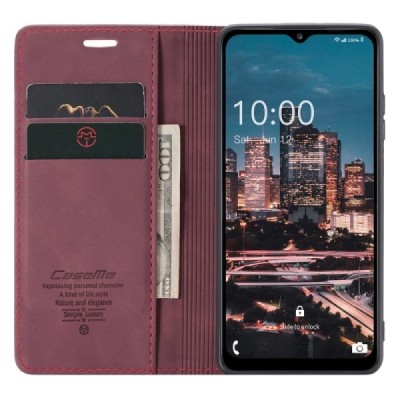 Samsung Galaxy A34 5G (SM-A346E) CaseMe Retro solīds atvēramais ādas bordo maciņš - maks | Vacins.lv