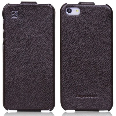 Prabangus „HOCO“ Duke serijos odinis vertikaliai atverčiamas juodas Apple iPhone SE (5, 5s) dėklas / Priedai.lt