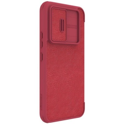 Samsung Galaxy A54 (SM-A546B) greznais Nillkin Qin Pro sērijas ādas atvērams sarkans maciņš, maks | Vacins.lv