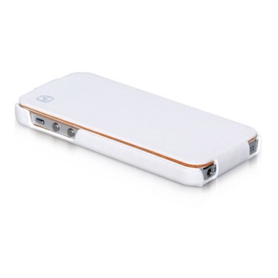 Prabangus „HOCO“ Duke serijos odinis vertikaliai atverčiamas baltas Apple iPhone SE (5, 5s) dėklas / Priedai.lt