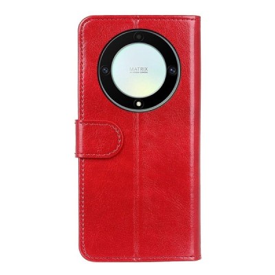 Huawei Honor Magic 5 Lite (Honor X9a) atvēramais ādas sarkans maciņš (maks) | Vacins.lv