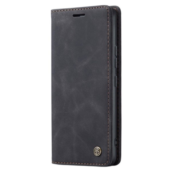 „CaseMe“ Retro solīds atvēramais ādas maciņš - melns (Galaxy A54)