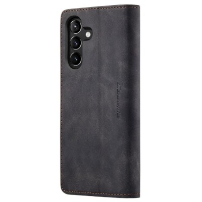 Samsung Galaxy A54 (SM-A546B) CaseMe Retro solīds atvēramais ādas melns maciņš - maks | Vacins.lv