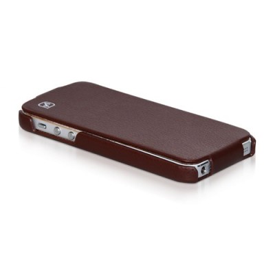 Greznais „HOCO“ Duke sērijas ādas atvērams brūns Apple iPhone 5S futrālis / Vacins.lv