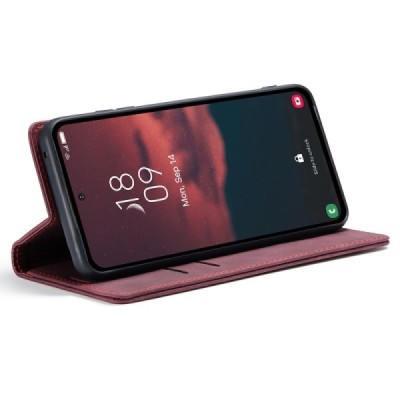 Samsung Galaxy A54 (SM-A546B) CaseMe Retro solīds atvēramais ādas bordo maciņš - maks | Vacins.lv