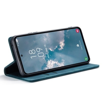 Samsung Galaxy A54 (SM-A546B) CaseMe Retro solīds atvēramais ādas zaļš maciņš - maks | Vacins.lv