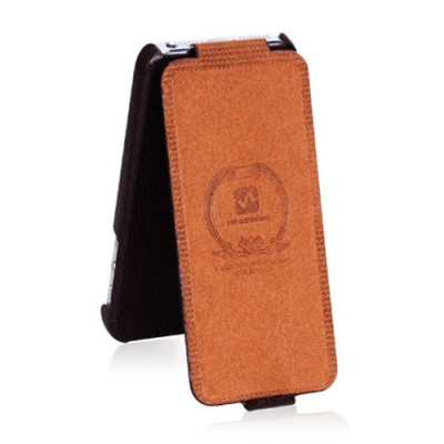 Greznais „HOCO“ Duke sērijas ādas atvērams brūns Apple iPhone 5S futrālis / Vacins.lv