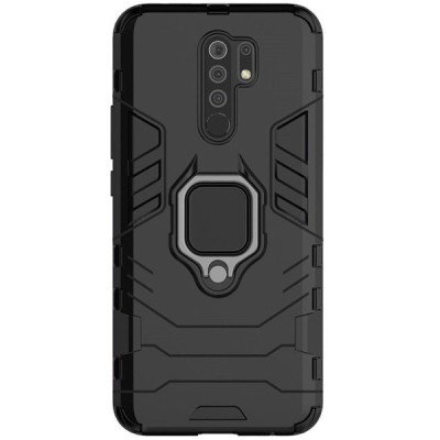 Xiaomi Redmi 9 „Kickstand“ pastiprinātas aizsardzības melns apvalks | Vacins.lv
