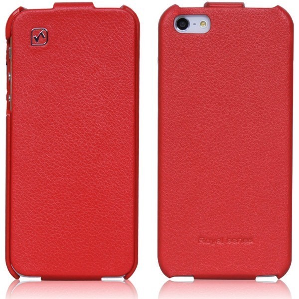 „HOCO“ Duke vertikaliai atverčiamas dėklas - raudonas (iPhone 5 / 5S / SE 2016)