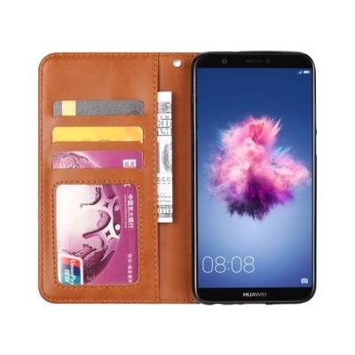 Greznais „Comma“ sērijas ādas atvērams bordo Huawei P smart 2018 (Enjoy 7S) futrālis | Vacins.lv