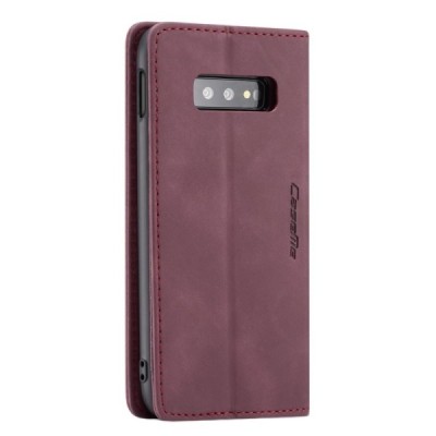 Samsung Galaxy S10e (G970) CaseMe Retro solīds atvēramais ādas bordo maciņš - maks | Vacins.lv