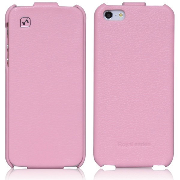 „HOCO“ Duke vertikaliai atverčiamas dėklas - rožinis (iPhone 5 / 5S / SE 2016)