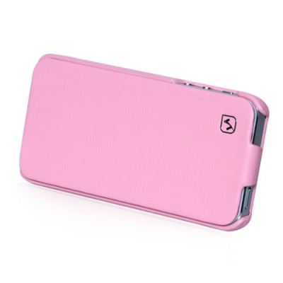 Prabangus „HOCO“ Duke serijos odinis vertikaliai atverčiamas rožinis Apple iPhone SE (5, 5s) dėklas / Priedai.lt