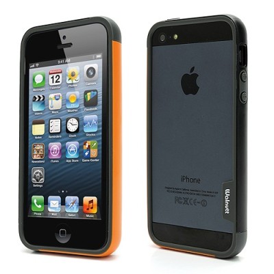 Oranžinės, juodos ir pilkos spalvų „Walnutt“ Trio kieto silikono (TPU) Apple iPhone SE (5, 5s) dėklas (rėmelis) - kraštų apvadas