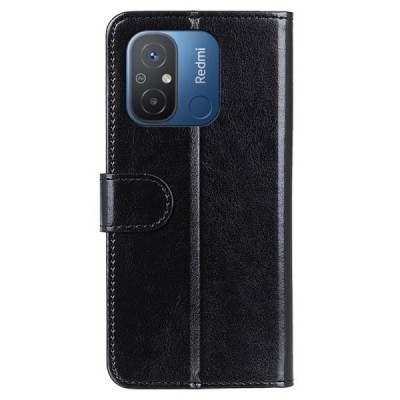 Xiaomi Redmi 12C (11A) atverčiamas juodas odinis dėklas - piniginė | Priedai.lt