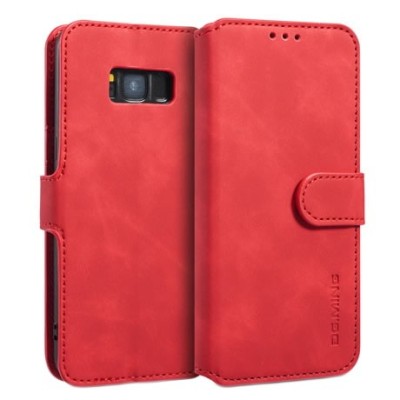 Samsung Galaxy S8 (G950) atvēramais ādas sarkans retro maciņš (maks) | Vacins.lv