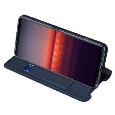 Sony Xperia 1 IV „Dux Ducis“ Skin sērijas zils ādas atvērams maciņš | Vacins.lv