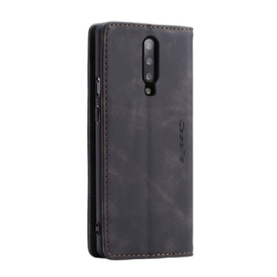 OnePlus 7 Pro CaseMe Retro solīds atvēramais ādas melns maciņš - maks | Vacins.lv