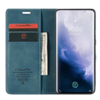 OnePlus 7 Pro CaseMe Retro solīds atvēramais ādas zaļš maciņš - maks | Vacins.lv