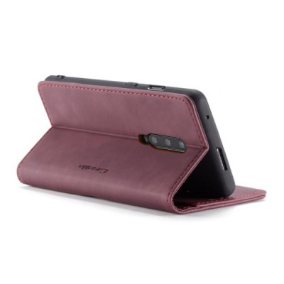 OnePlus 7 Pro CaseMe Retro solīds atvēramais ādas bordo maciņš - maks | Vacins.lv