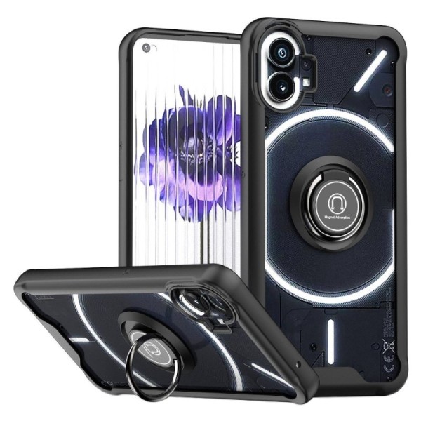 „Fashion“ Kickstand cieta silikona (TPU) apvalks - dzidrs / melns (Nothing Phone 1)