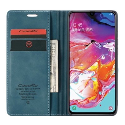 Samsung Galaxy A70 (A705F) CaseMe Retro solidus atverčiamas žalias odinis dėklas - knygutė | Priedai.lt