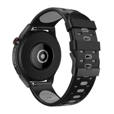 Bi-color viedā pulksteņa (Samsung Galaxy Watch 3, Gear S3, Watch GT) cietā silikona (TPU) siksniņa - melns | Vacins.lv