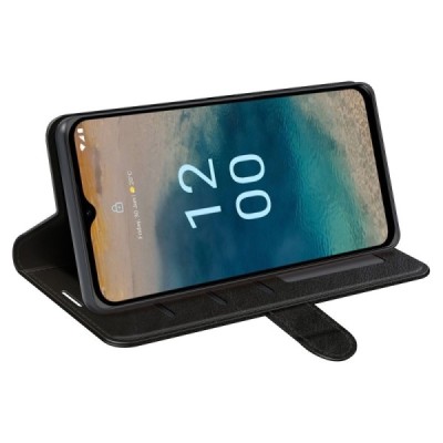 Nokia G22 atvēramais ādas melns maciņš (maks) | Vacins.lv
