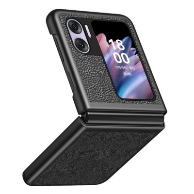 Oppo Find N2 Flip Deluxe Leather melns ādas plastika apvalks | Vacins.lv